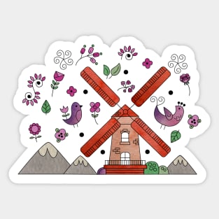 Scandinavian Folklore Windmill Sticker